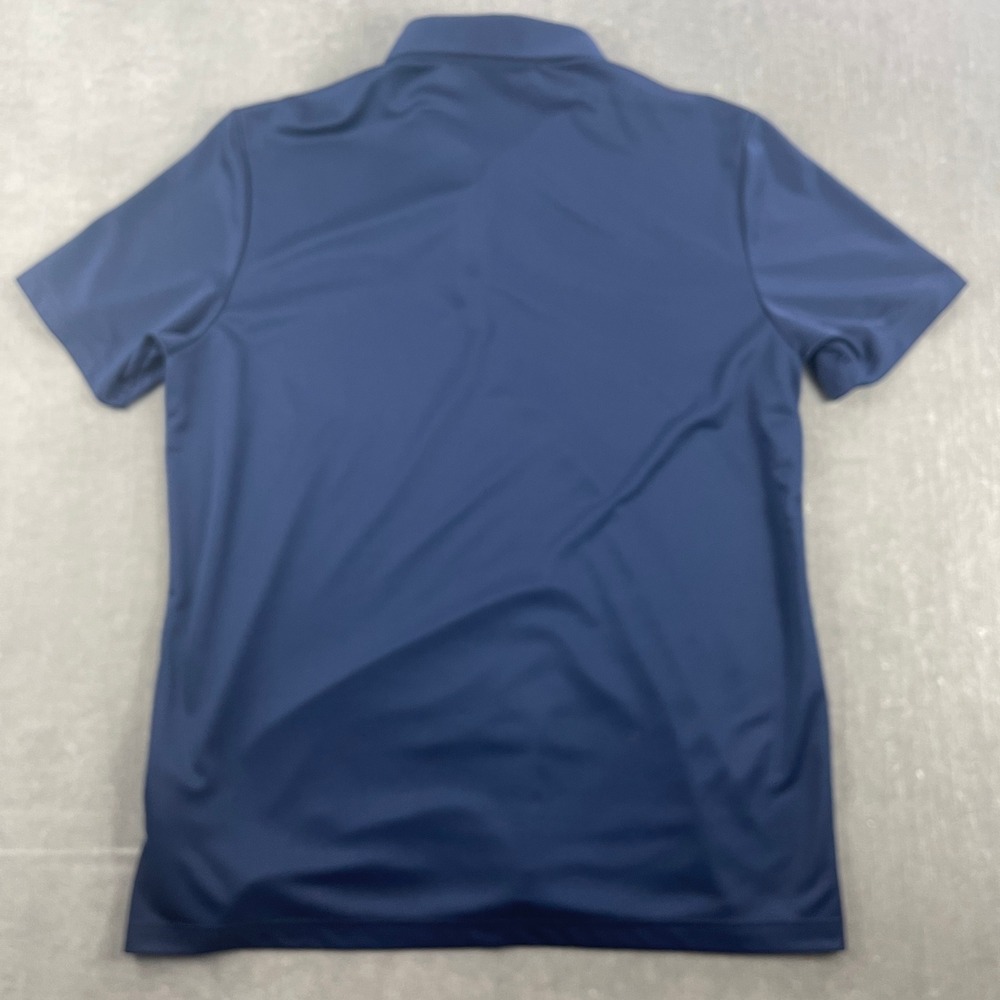 Adidas Mens Large Navy Blue Polo Shirt Geometric Chest Stripe Performance - Picture 8 of 8
